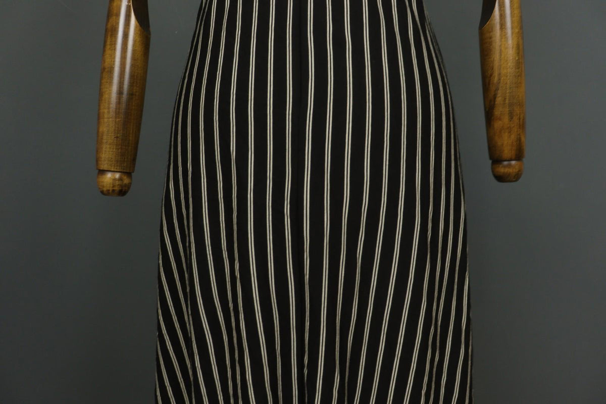 MAX MARA Black White Striped Viscose Deep V-Neck Back Zip Sheath Dress – Size S