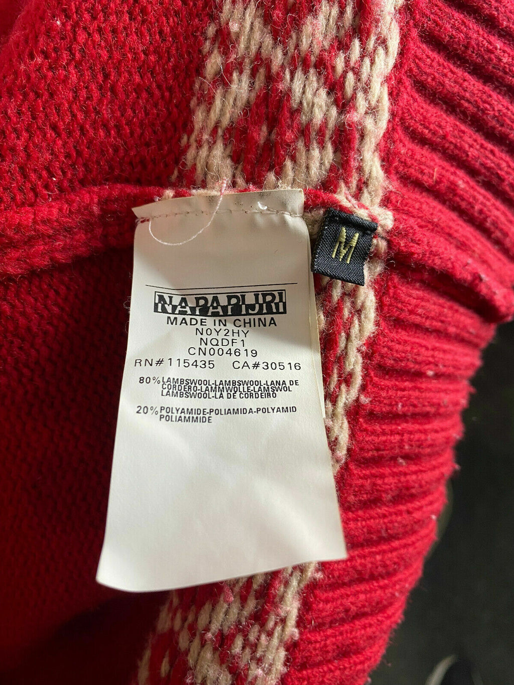 Napapijri Geographic Red Wool Knit Button Up Cardigan Sweater – Women's M – Used