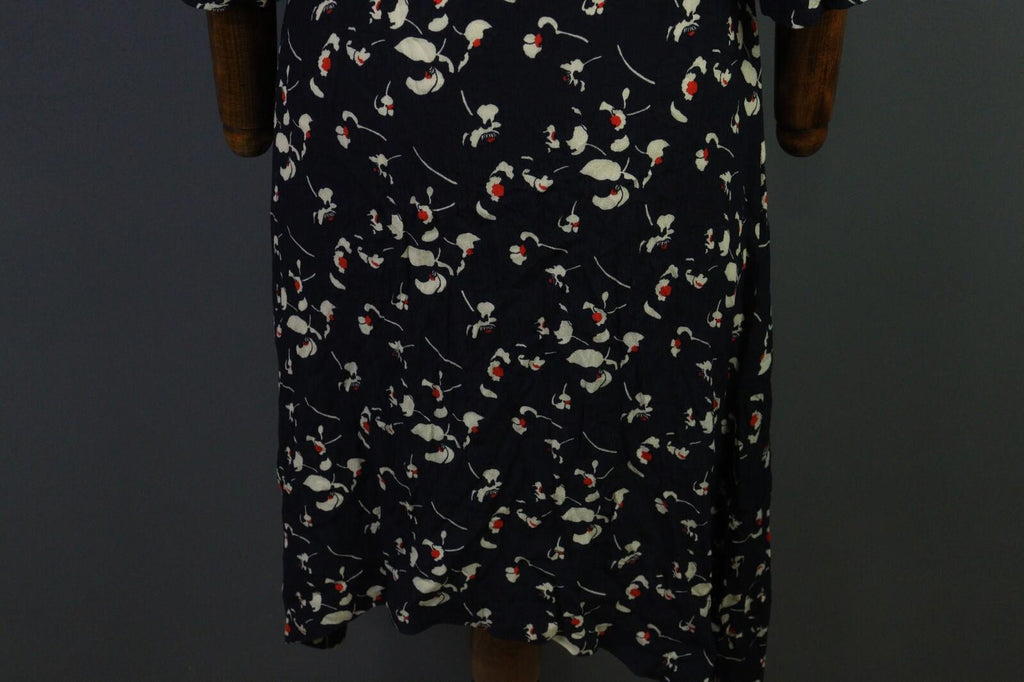 BA&SH Black Floral Long Sleeve V-Neck Belted A-Line Midi Dress – Size 4