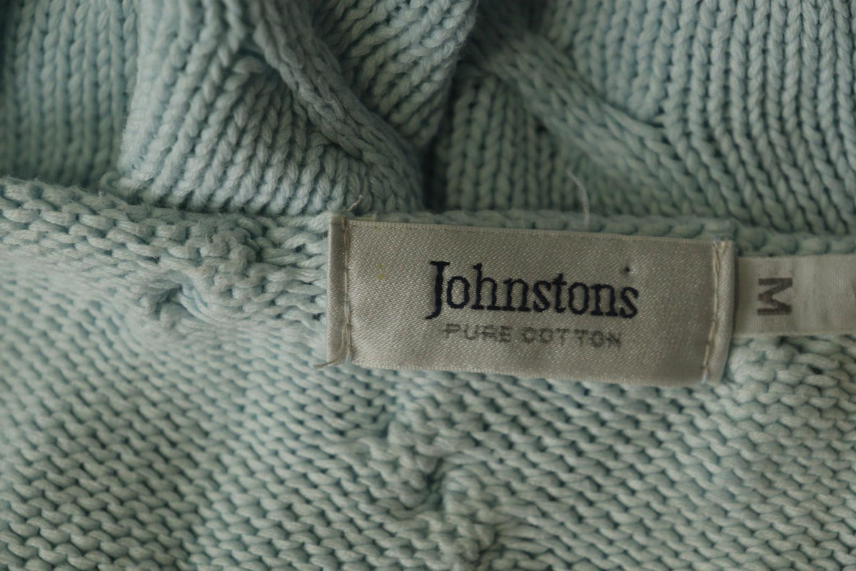 JOHNSTONES Blue Cotton Chunky Knit Long Sleeve Crew Neck Pullover Sweater – Size M