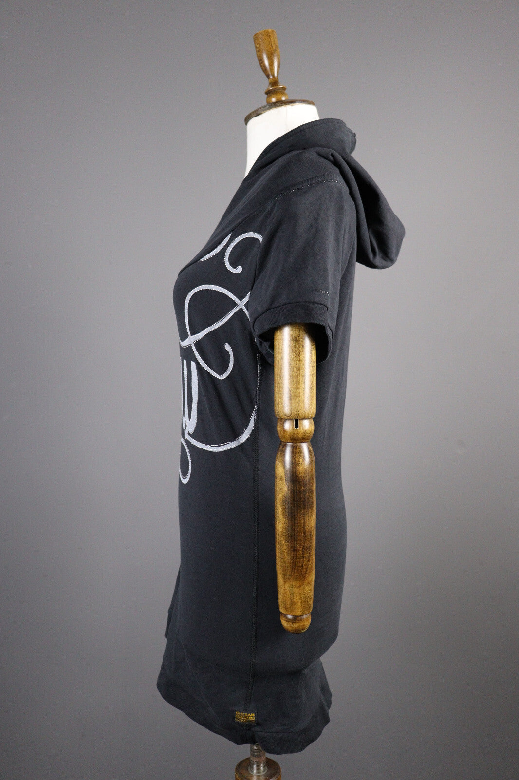 G-Star Black Big Logo Bodycon Hooded Sweater Dress – Size L – Used