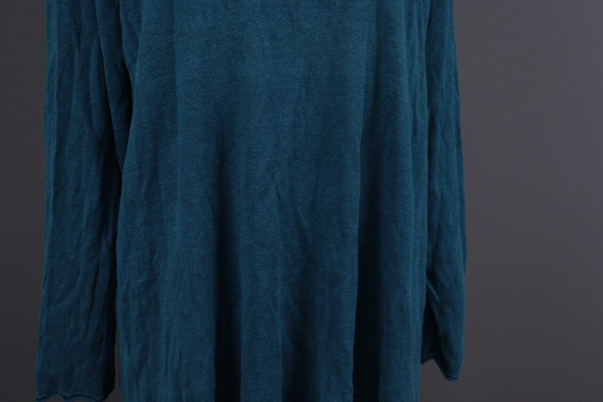Gudrun Sjoden Blue Linen Lagenlook Long Sleeve Relaxed A-Line Dress – Size L