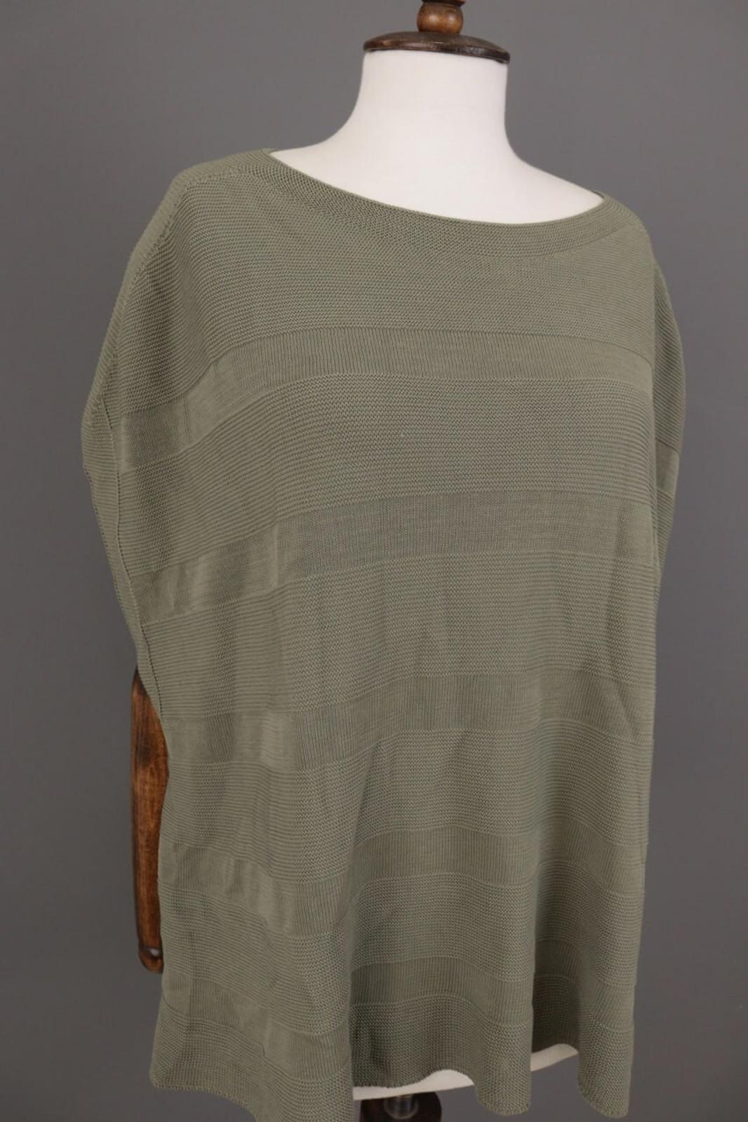 OSKA Green Knit Lagenlook Relaxed Sleeveless Poncho Sweater S