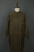 ZADIG&VOLTAIRE Green Long Sleeve Band Collar Button Front Shirt Dress – Size S