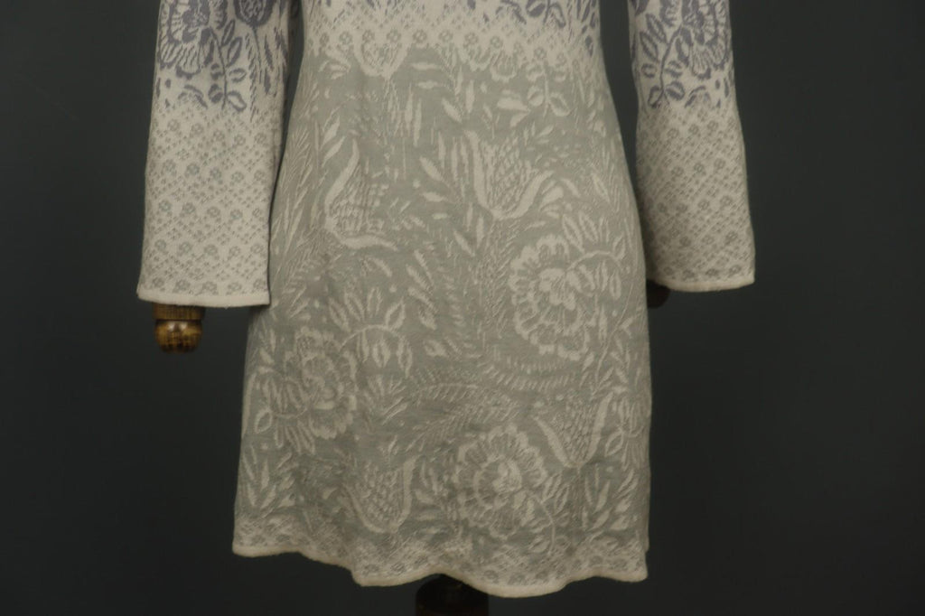 GUDRUN SJODEN Multi Floral Wool Knitted Round Neck Button Front Cardigan – Size S