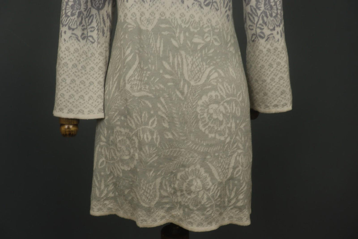 GUDRUN SJODEN Multi Floral Wool Knitted Round Neck Button Front Cardigan – Size S