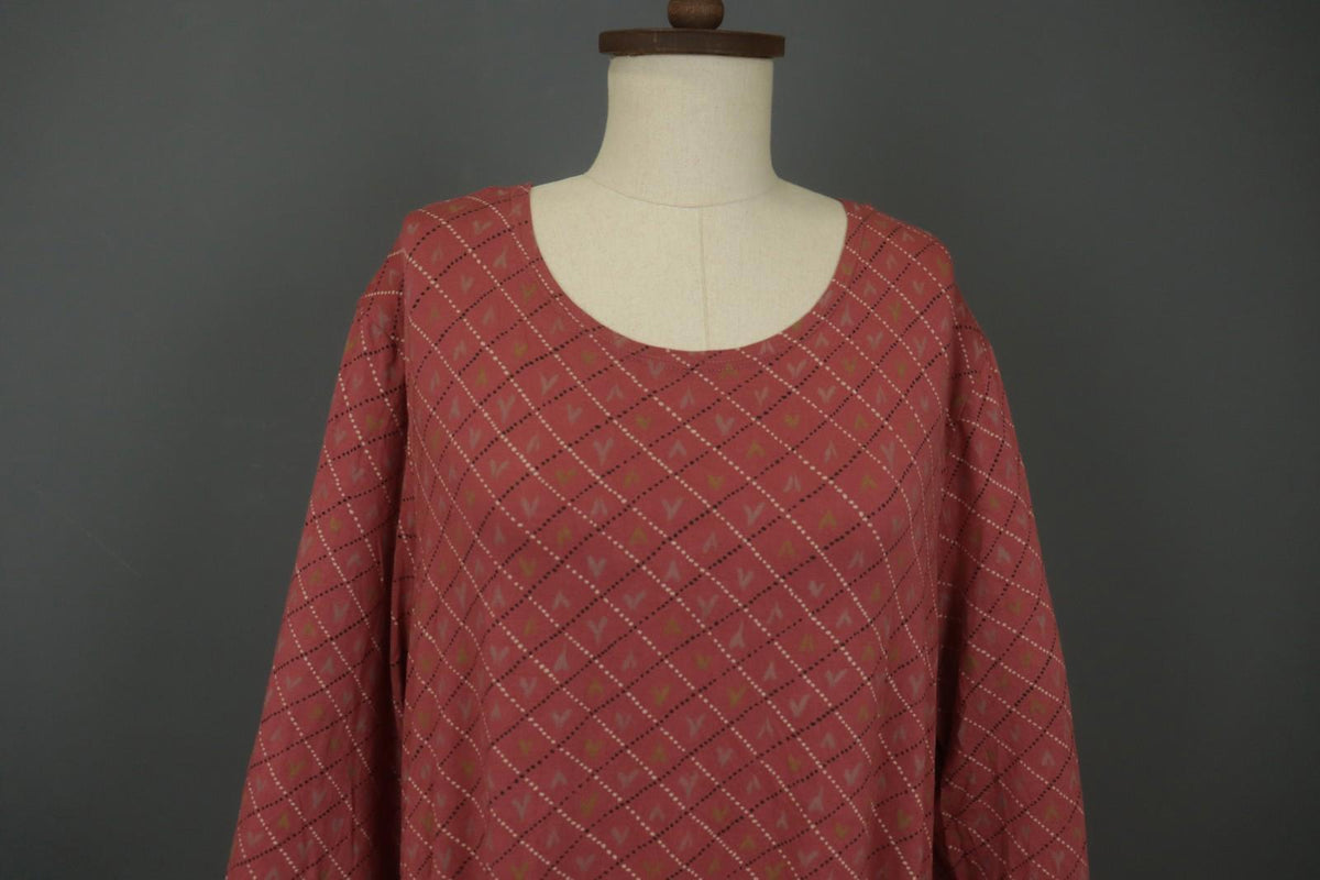 GUDRUN SJODEN Multicolor Geometric Long Sleeve Round Neck Shift Dress – Size XXL