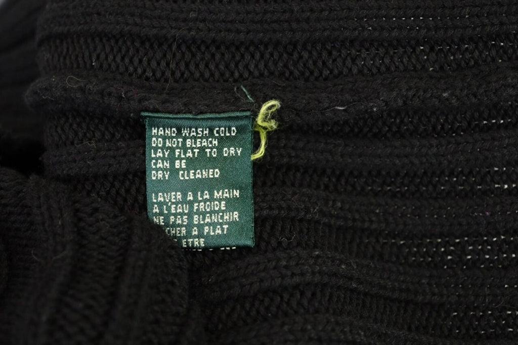 LAUREN RALPH LAUREN Petite Ribbed Black Knit Sweater Sz S