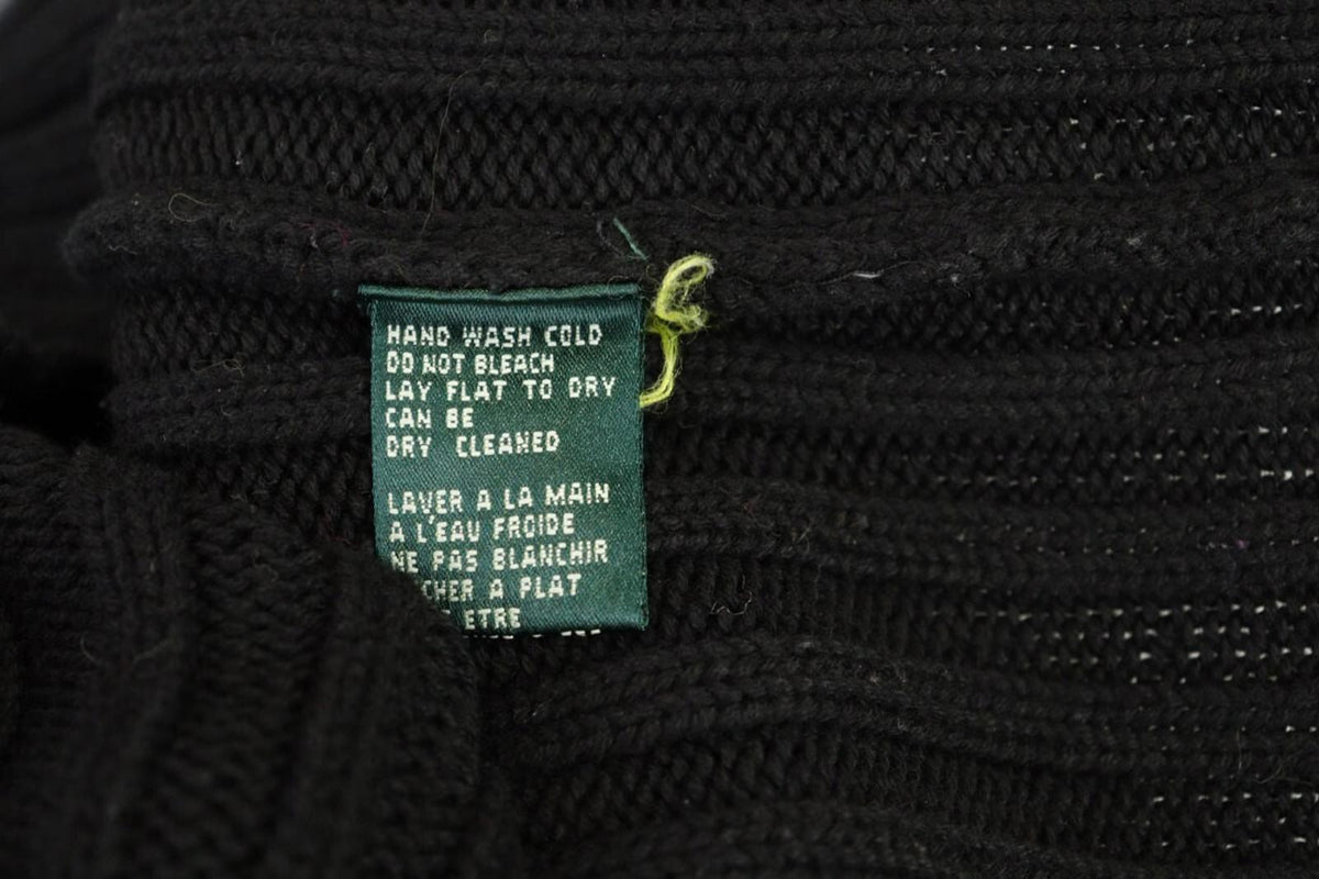 LAUREN RALPH LAUREN Petite Ribbed Black Knit Sweater Sz S