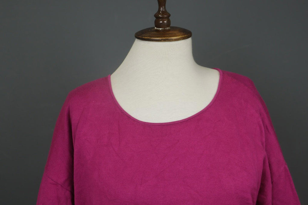 GUDRUN SJODEN Pink 100% Cotton Tight Knit Round Neck Pullover Sweater – Size L