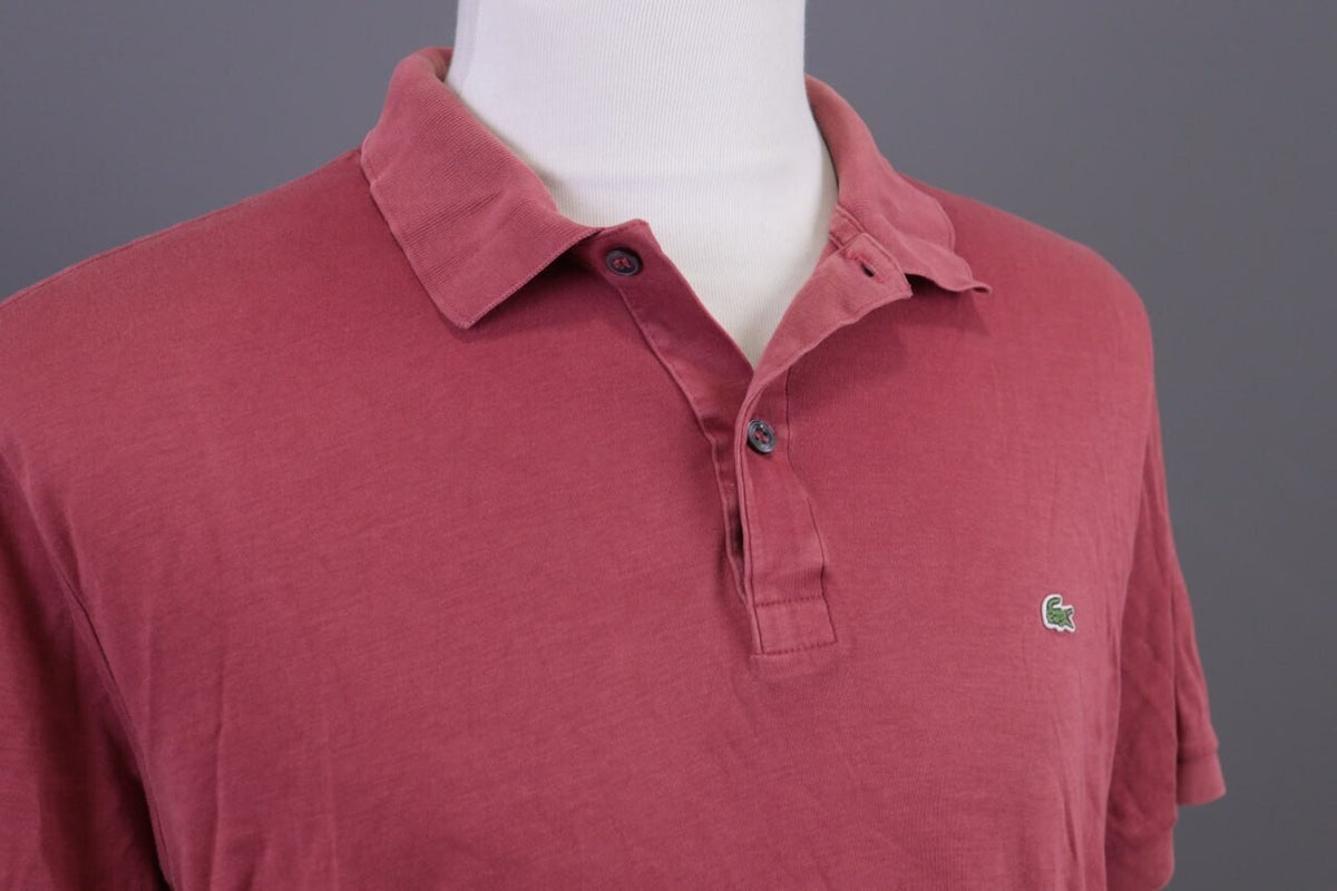 Lacoste Regular Fit Pink Summer Men Short Sleeve Polo Shirt – Size 7 / XXL