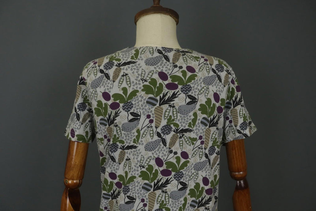 GUDRUN SJODEN Multi Floral Cotton Round Neck Short Sleeve Shift Dress – Size M