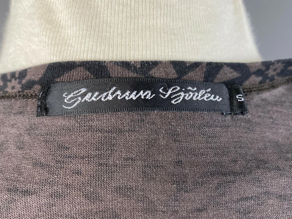 GUDRUN SJODEN Brown Printed Pullover Long Sleeve Top – Women's S