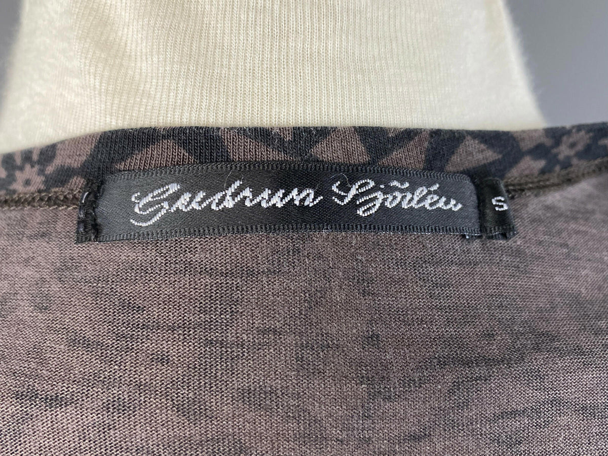 GUDRUN SJODEN Brown Printed Pullover Long Sleeve Top – Women's S