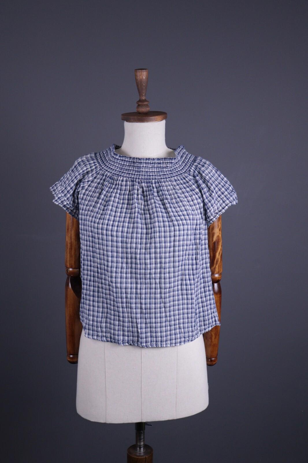 DENIM SUPPLY RALPH LAUREN Blue Check Short Sleeve Top Shirt – Size XS