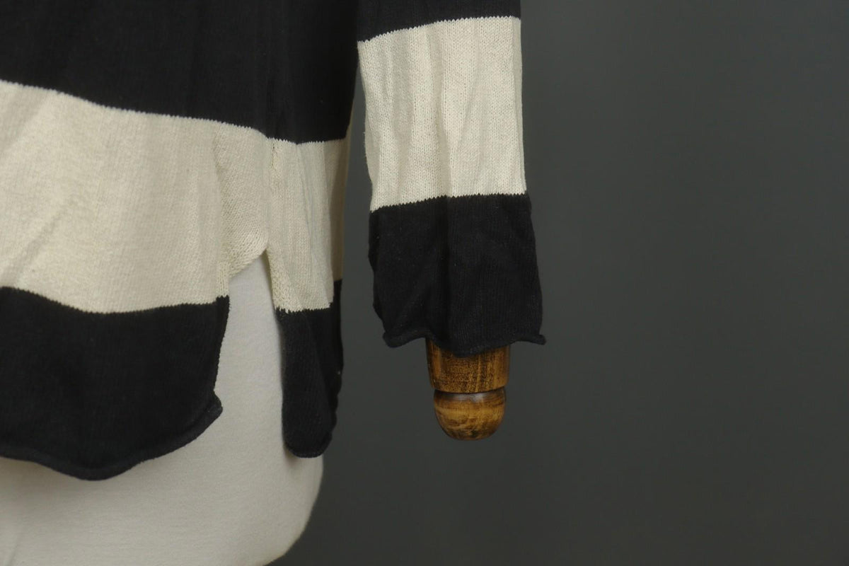 GUDRUN SJODEN White Black Striped 100% Cotton Tight Knit Pullover Sweater – Size S