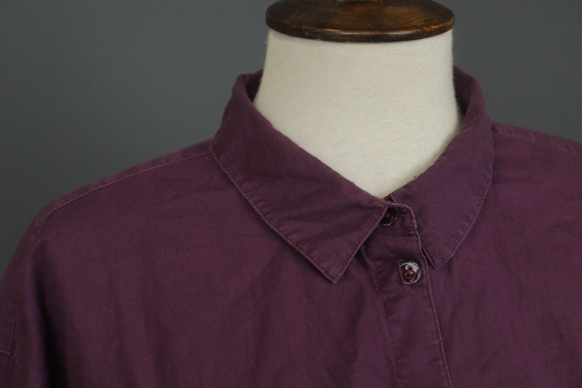 GUDRUN SJODEN Purple 100%Cotton Long Sleeve Button Front Shirt Dress – Size M
