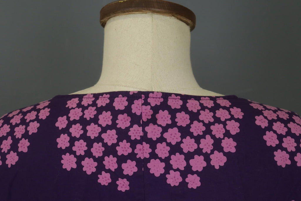 MARIMEKKO Mika Piirainen Purple Floral Cotton Long Sleeve Shift Dress – Size 36