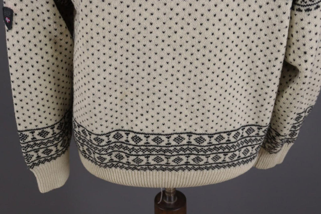 DALE OF NORWAY Beige Fair Isle Wool Knit Button Ski Cardigan Sweater S 48