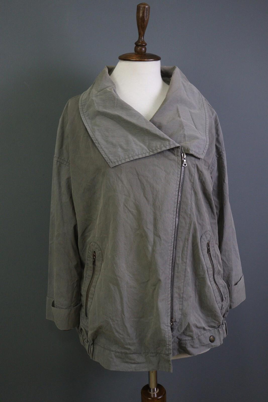 OSKA Gray Long Sleeve Full Zip Collared Pockets Oversized Jacket – Size 1