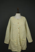 GUDRUN SJODEN Yellow Dotted 100% Wool Knitted Button Front Sweater Dress – Size M