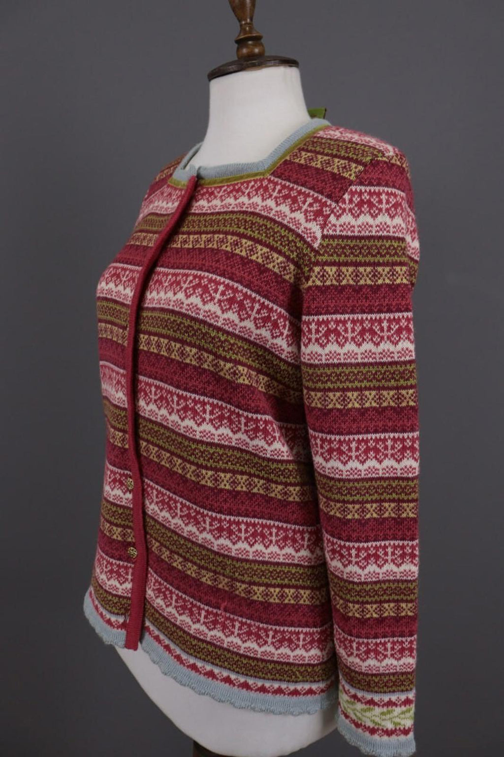 OLEANA Multicolor Jacquard Floral Alpaca Knit Cardigan Sweater – Size M