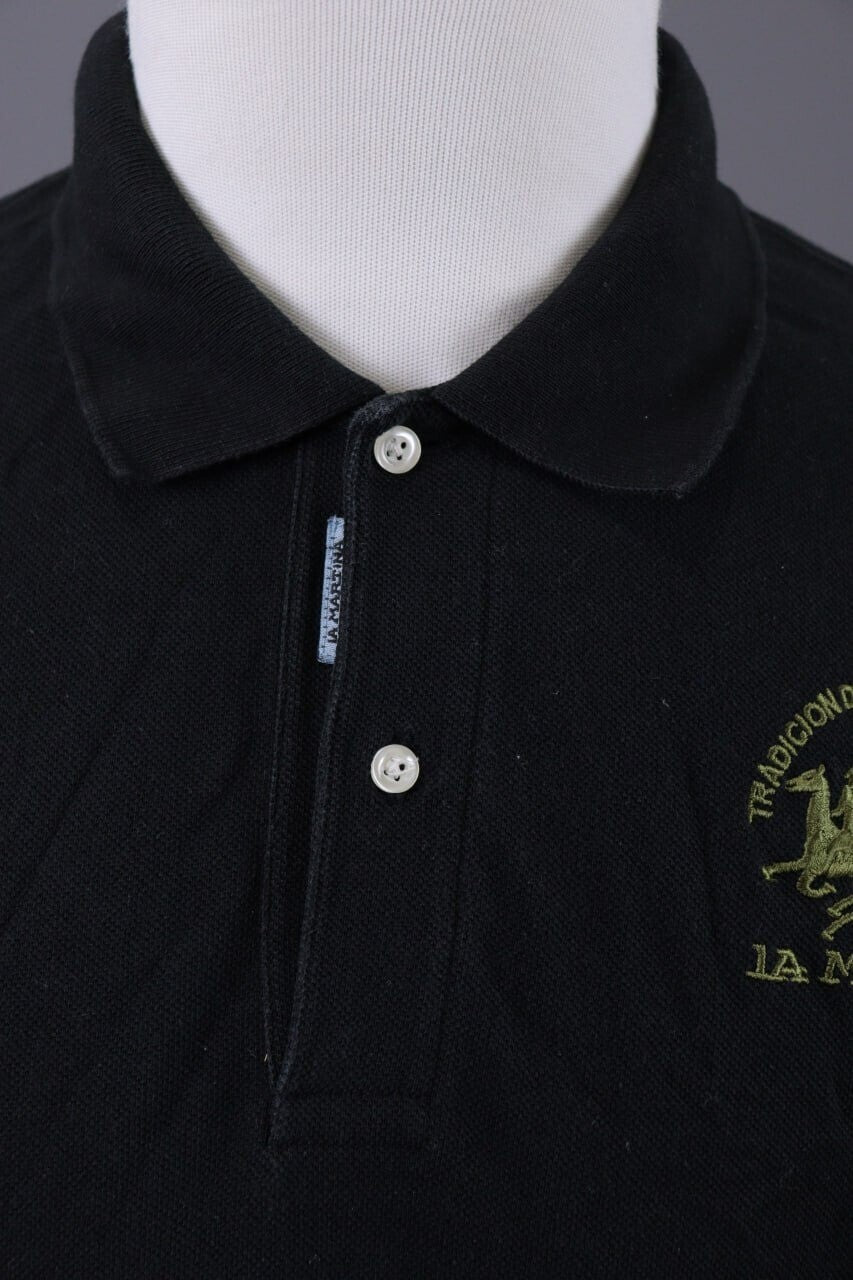 La Martina Buenos Aires #4 Black Long Sleeve Rugby Polo Shirt – Size XXL