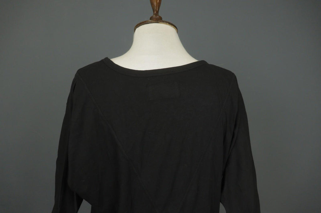 HUMANOID Blouse Top Slim Fit Stretch Black Cotton Round Neck Pullover – Size M