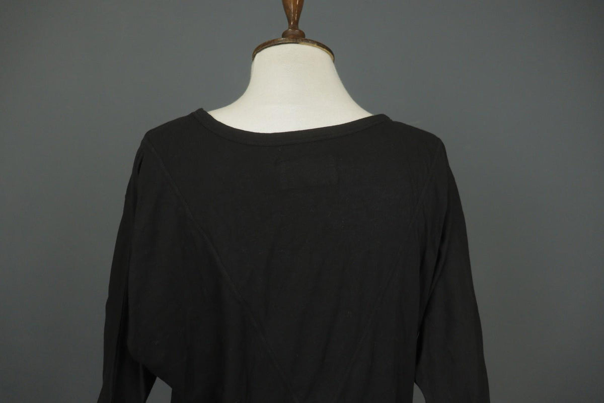 HUMANOID Blouse Top Slim Fit Stretch Black Cotton Round Neck Pullover – Size M