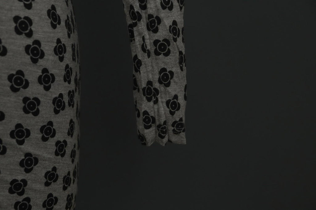 GUDRUN SJODEN Gray & Black Floral Modal Long Sleeve Crew Neck Blouse Top – Size S