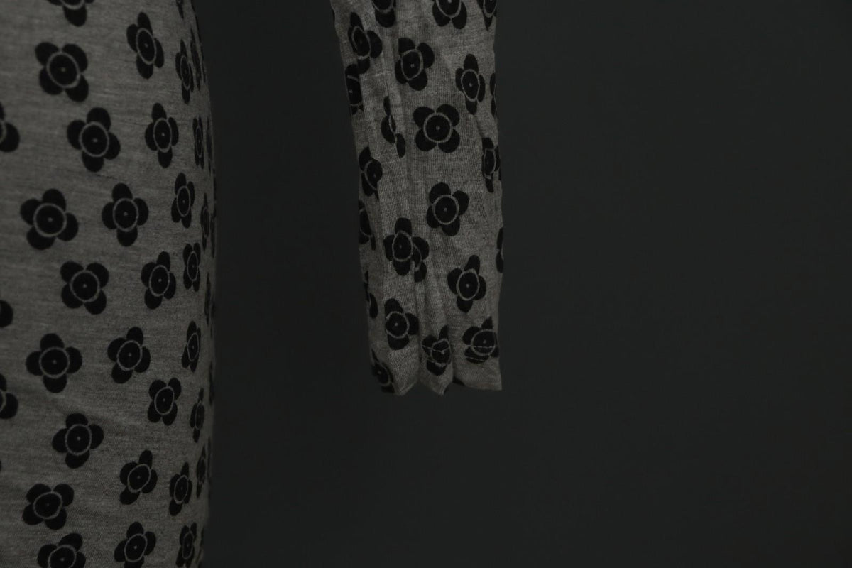 GUDRUN SJODEN Gray & Black Floral Modal Long Sleeve Crew Neck Blouse Top – Size S