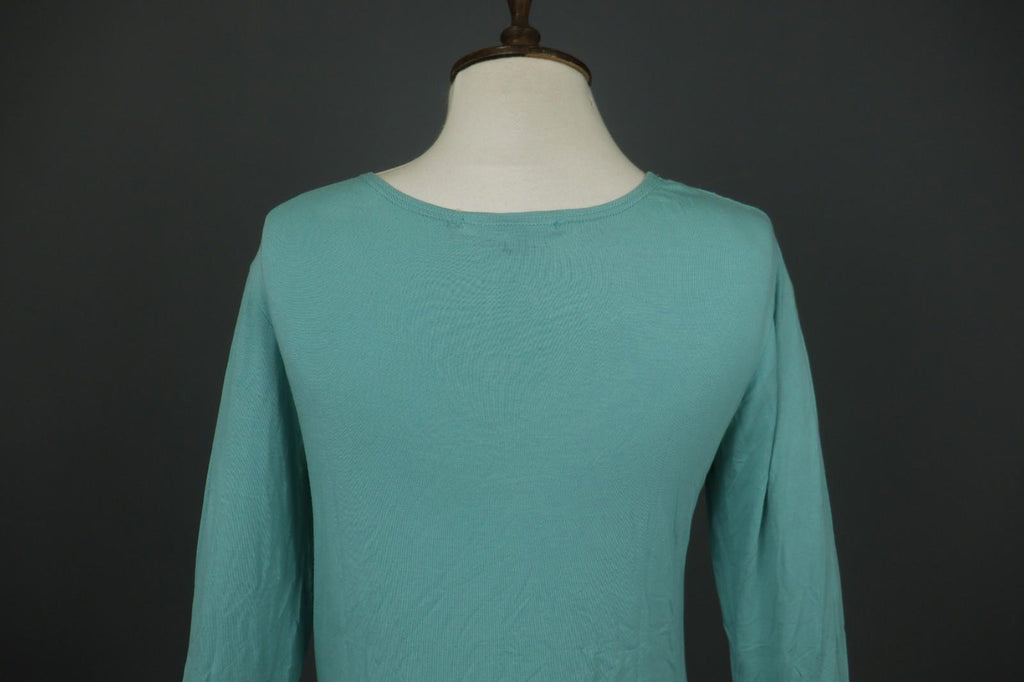 GUDRUN SJODEN Green Modal Knit Round Neck Long Sleeve Blouse Tunic Top – Size M