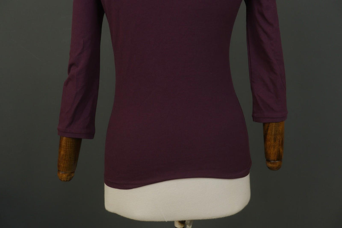 BURBERRY BRIT Burgundy Slim Fit Long Sleeve Collared Popover Polo Shirt – Size S