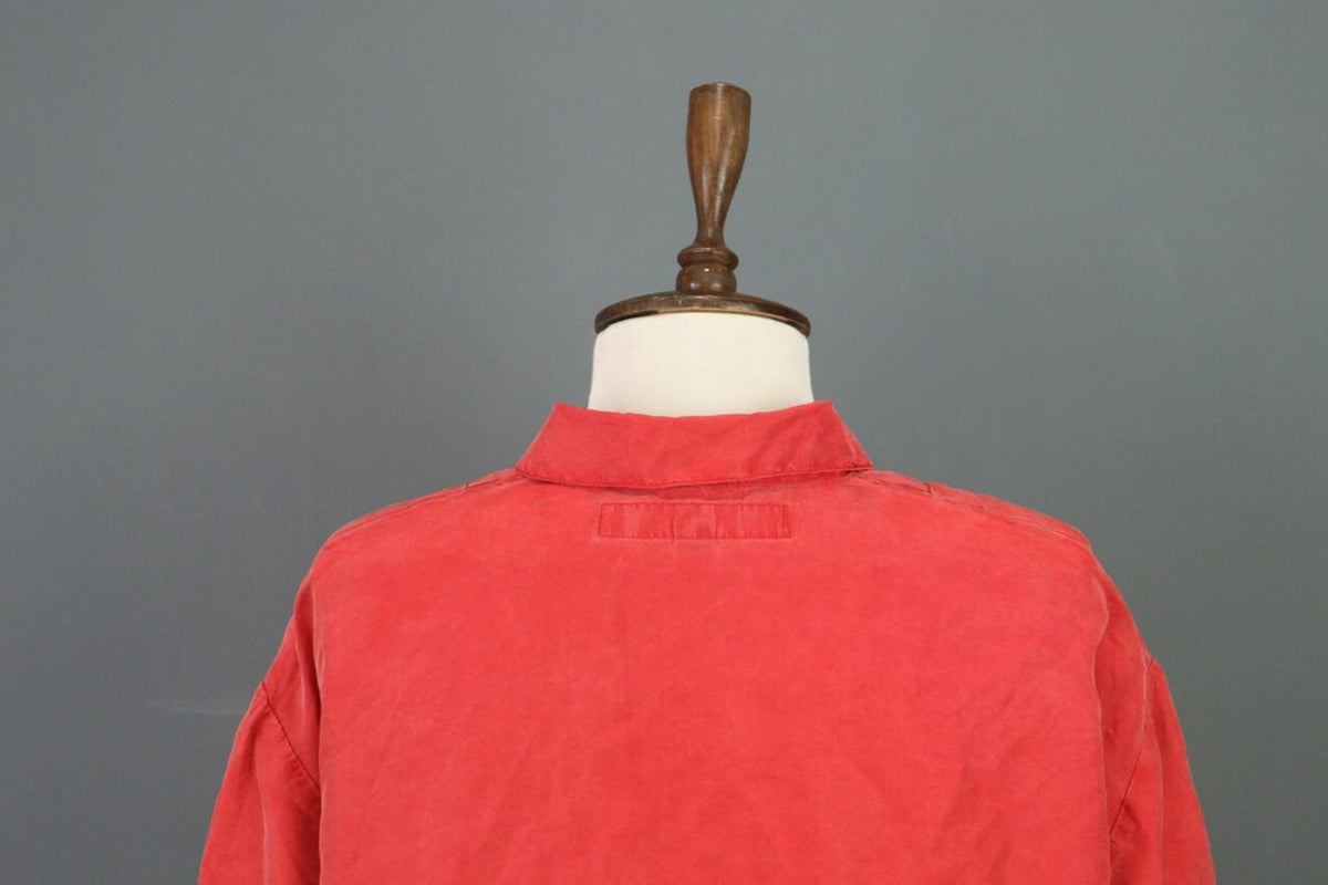 KATHARINE HAMNETT ACTIVE Red 1/3 Zip Silk 3/4 Sleeve Top Blouse Shirt – Size M
