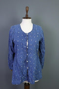 GUDRUN SJODEN Blue Floral Button Up Long Sleeve Top Shirt – Size S