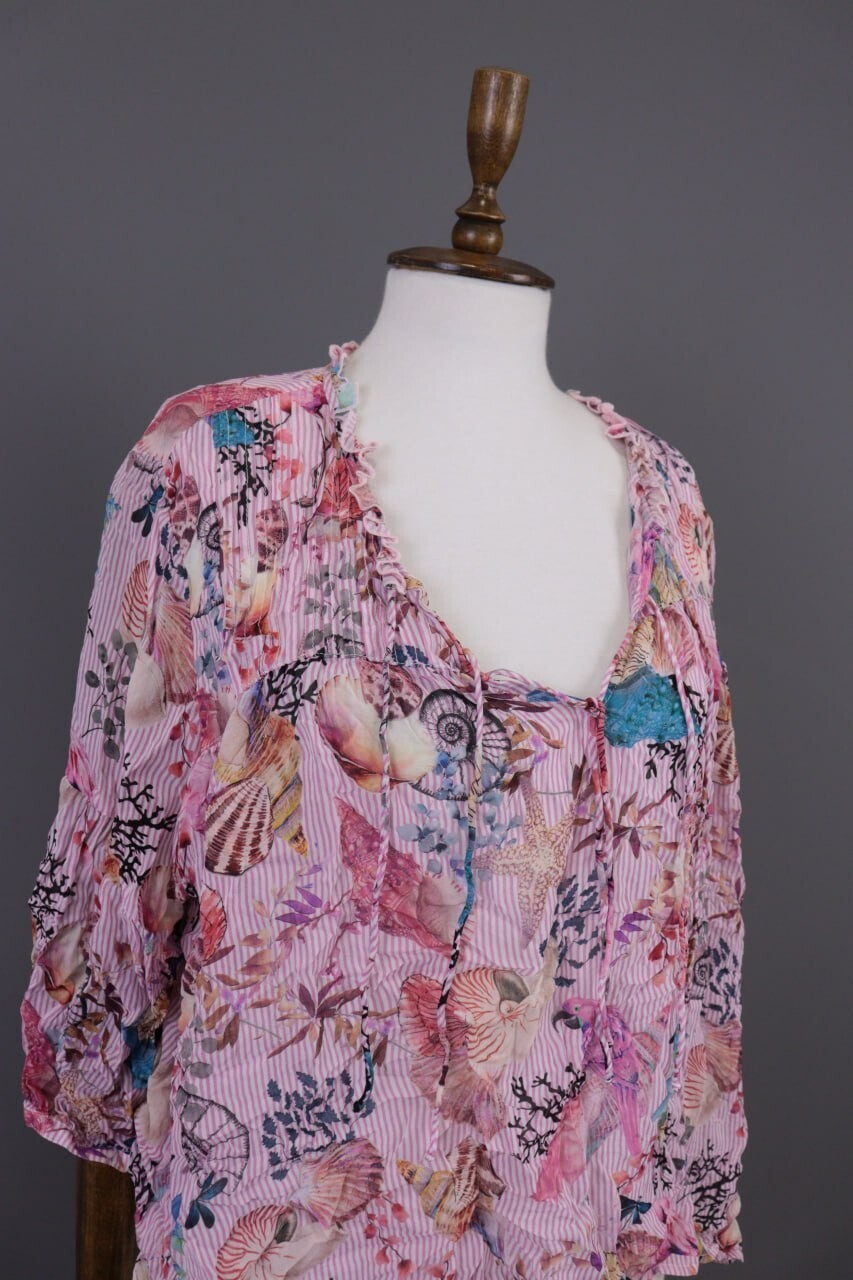 Princess Goes Hollywood Pink Shell Printed 3/4 Sleeve Blouse Shirt Sz 46 / XL