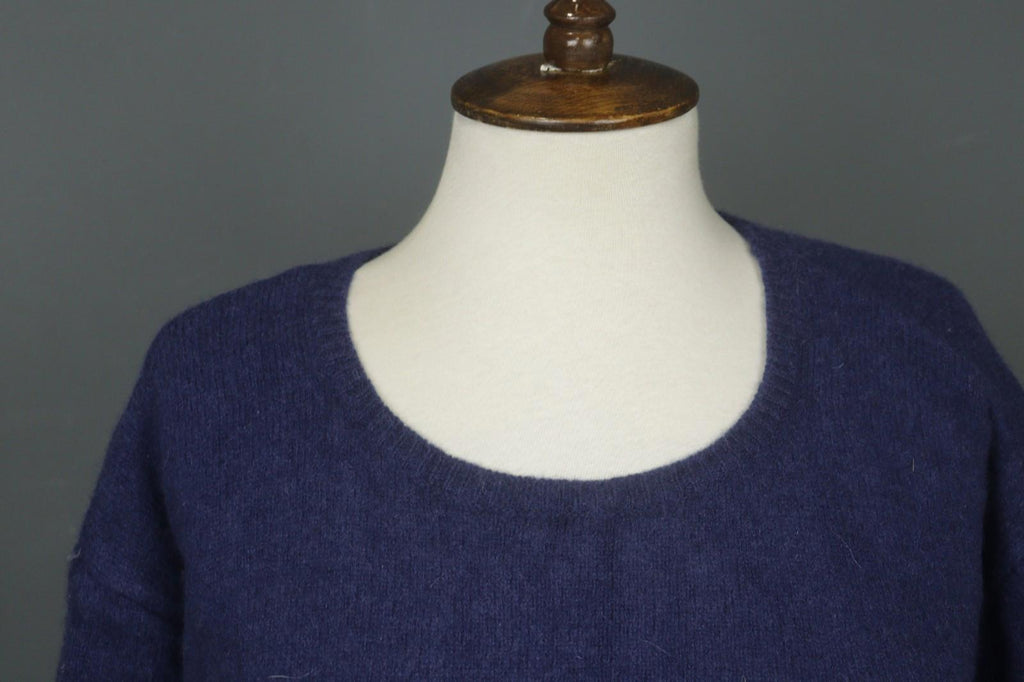 GUDRUN SJODEN Navy 100% Wool Knit Long Sleeve Round Neck Pullover Sweater – Size S
