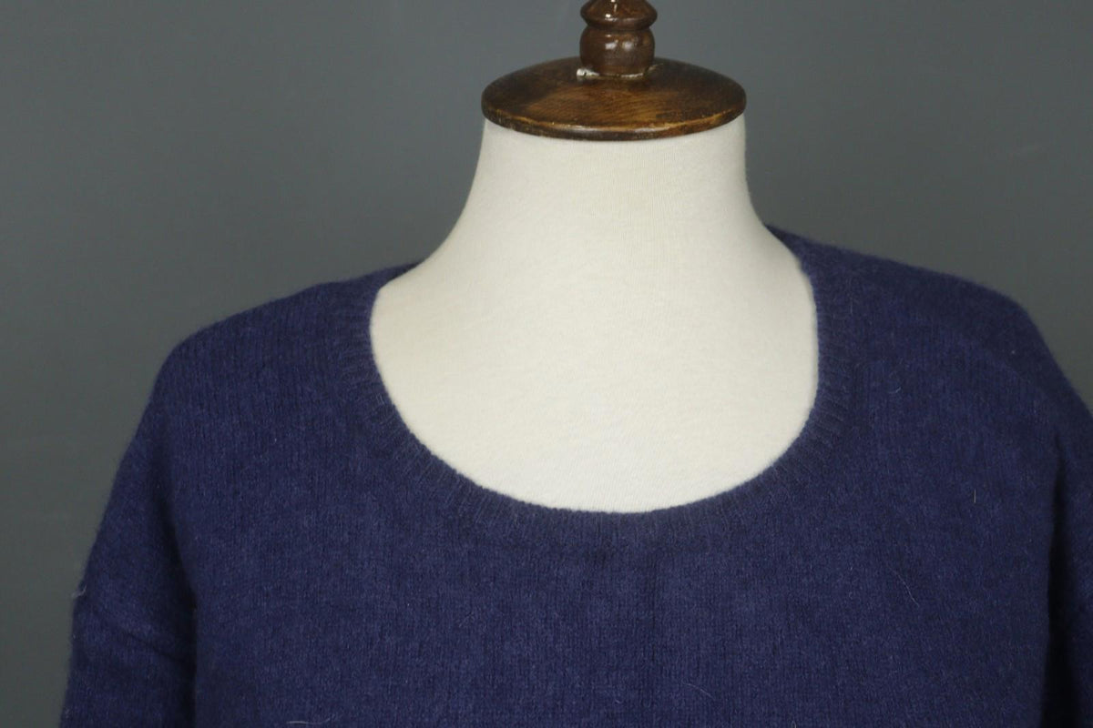 GUDRUN SJODEN Navy 100% Wool Knit Long Sleeve Round Neck Pullover Sweater – Size S
