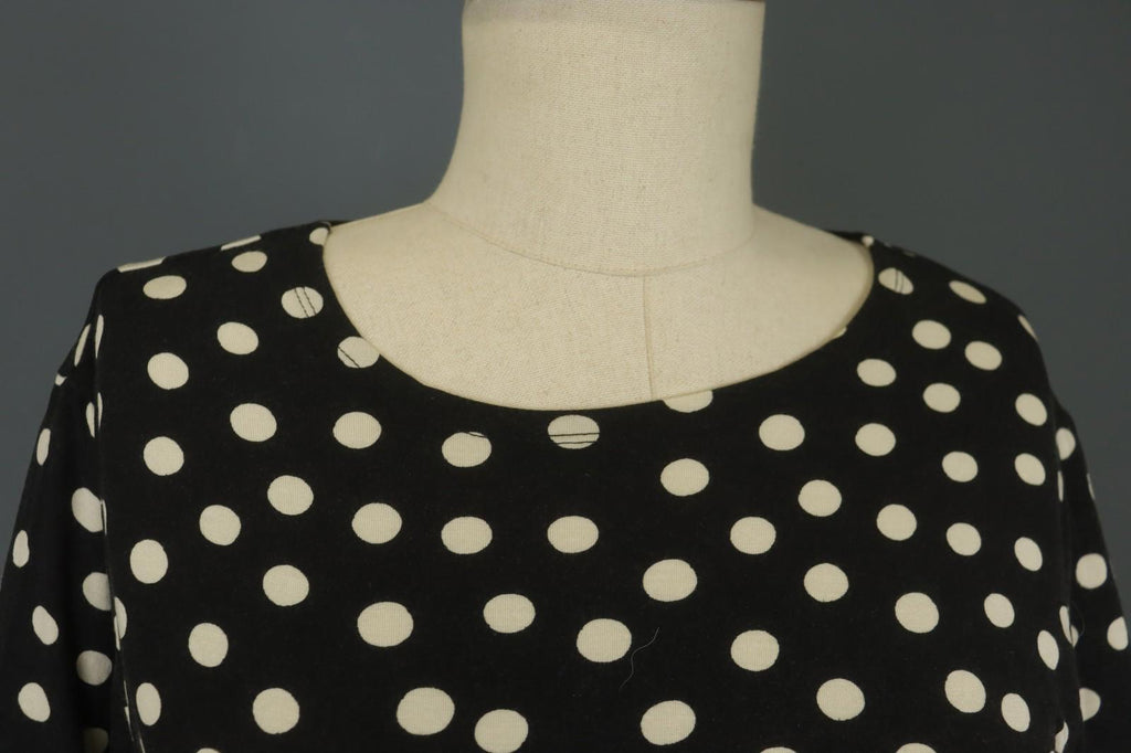 GUDRUN SJODEN White Black Polka Dot Modal Long Sleeve Pullover Blouse Top – Size L