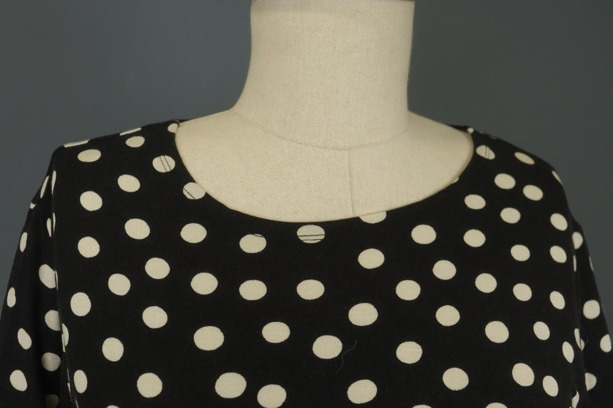 GUDRUN SJODEN White Black Polka Dot Modal Long Sleeve Pullover Blouse Top – Size L