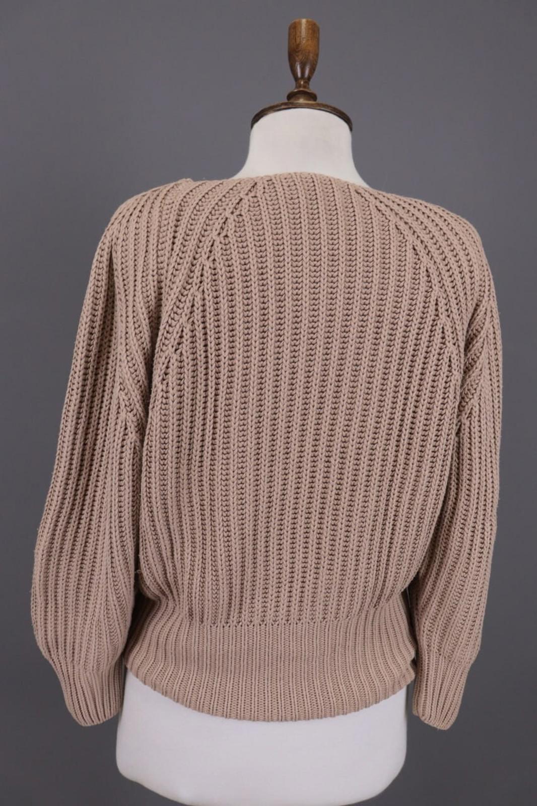 JIL SANDER Brown Knit Cropped Oversize Ballon Long Sleeve Sweater