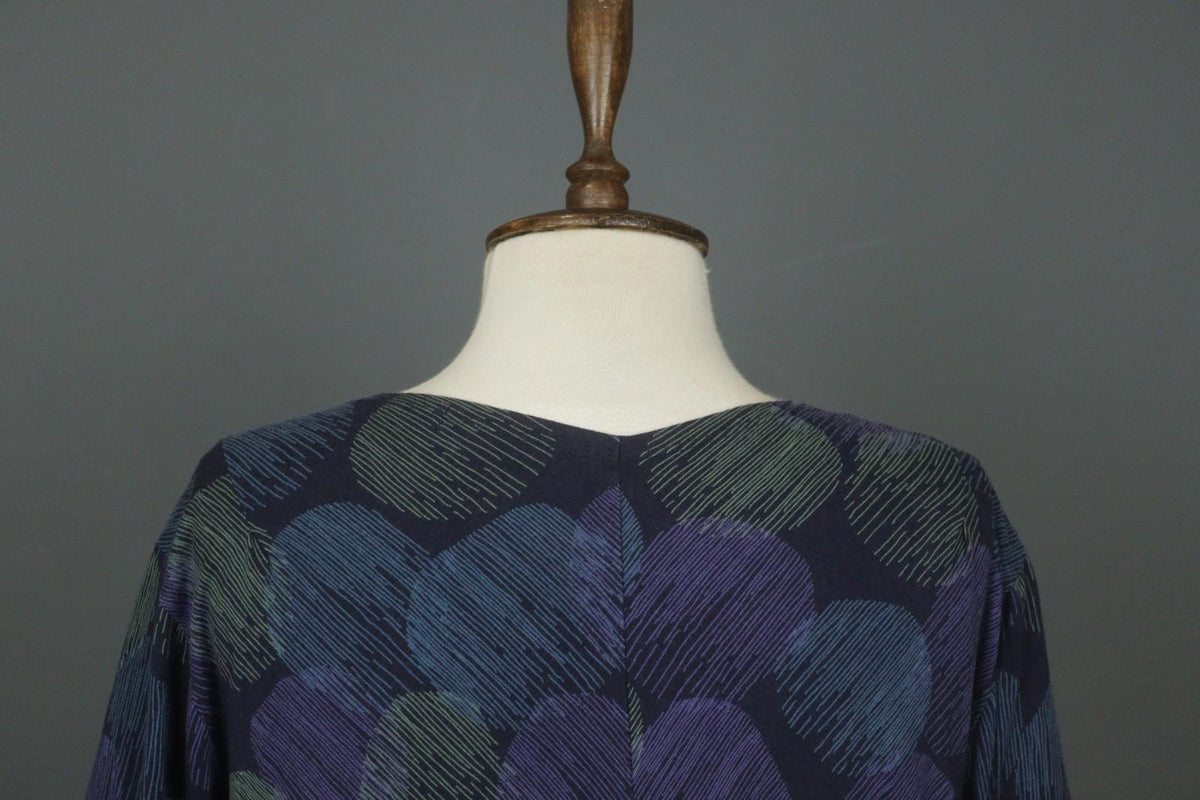 GUDRUN SJODEN Multi Abstract Print Long Sleeve Scoop Neck Sheath Dress M/L
