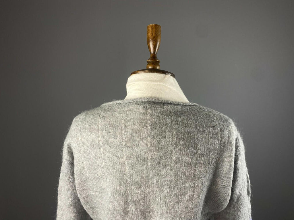 GUDRUN SJODEN Gray Mohair Wool Embroidered Floral Knited Sweater – Size M