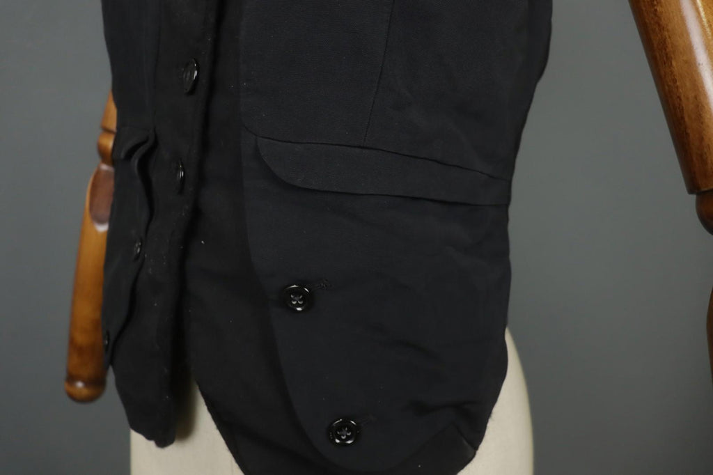 HIGH USE Black Cotton Sleeveless V-Neck Zipper Pockets Button Front Vest – Size 44