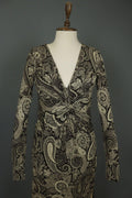 ETRO MILANO Multi Paisley 100% Viscose Long Sleeve V-Neck Sheath Dress – Size 46