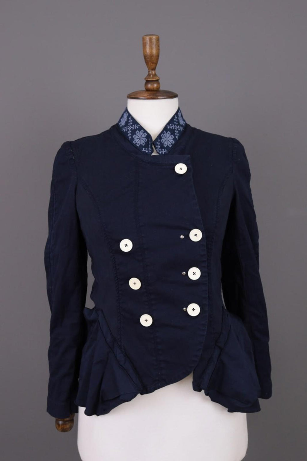HIGH USE Jacket Navy Blue Denim Double Breasted Lightweight – Size US 6