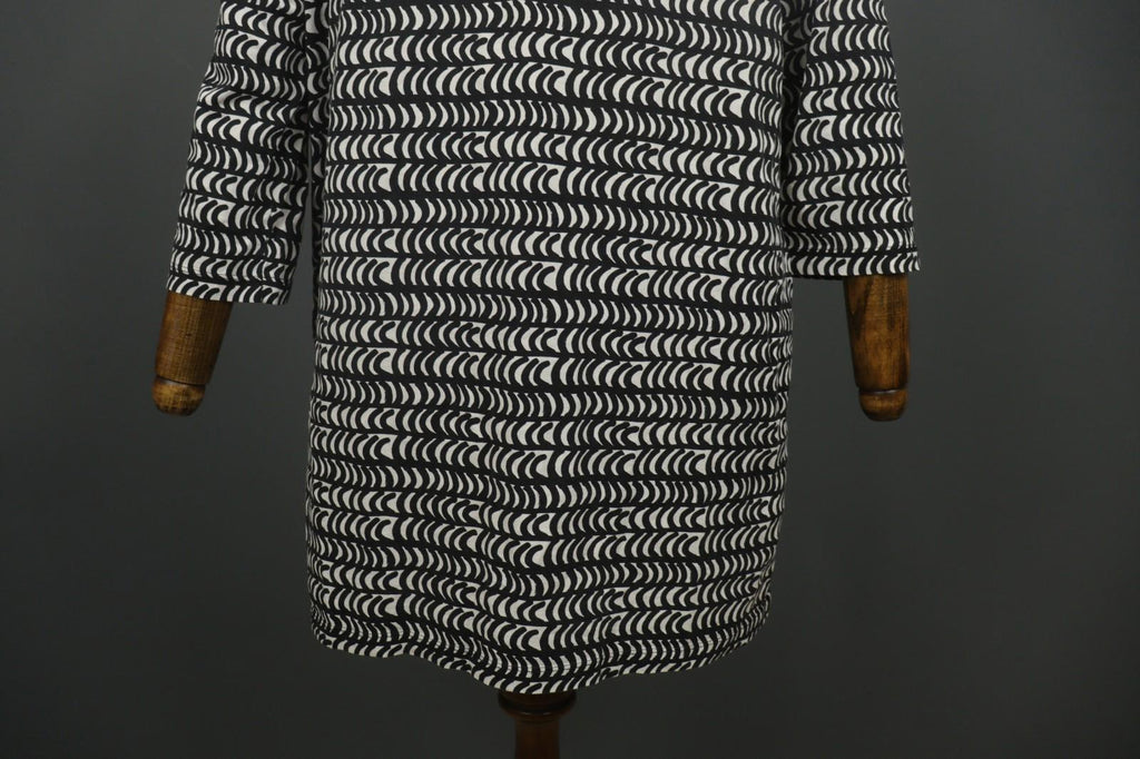 MARIMEKKO PERETTA SESLONKI Black White Geometric Round Neck Tunic Dress S/M