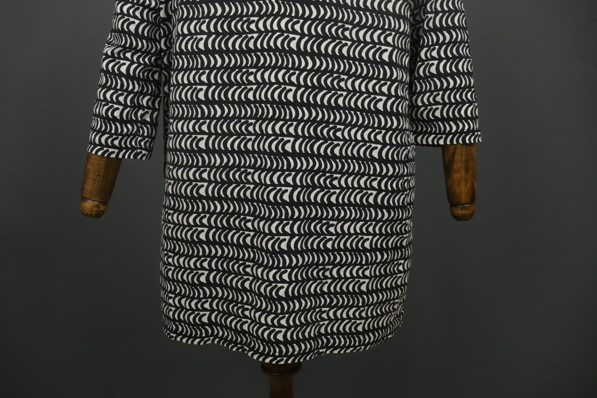 MARIMEKKO PERETTA SESLONKI Black White Geometric Round Neck Tunic Dress S/M