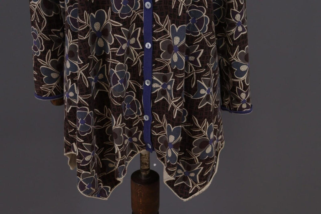 GUDRUN SJODEN Brown Floral Button Down Long Cardigan Sweater – Size M – Used