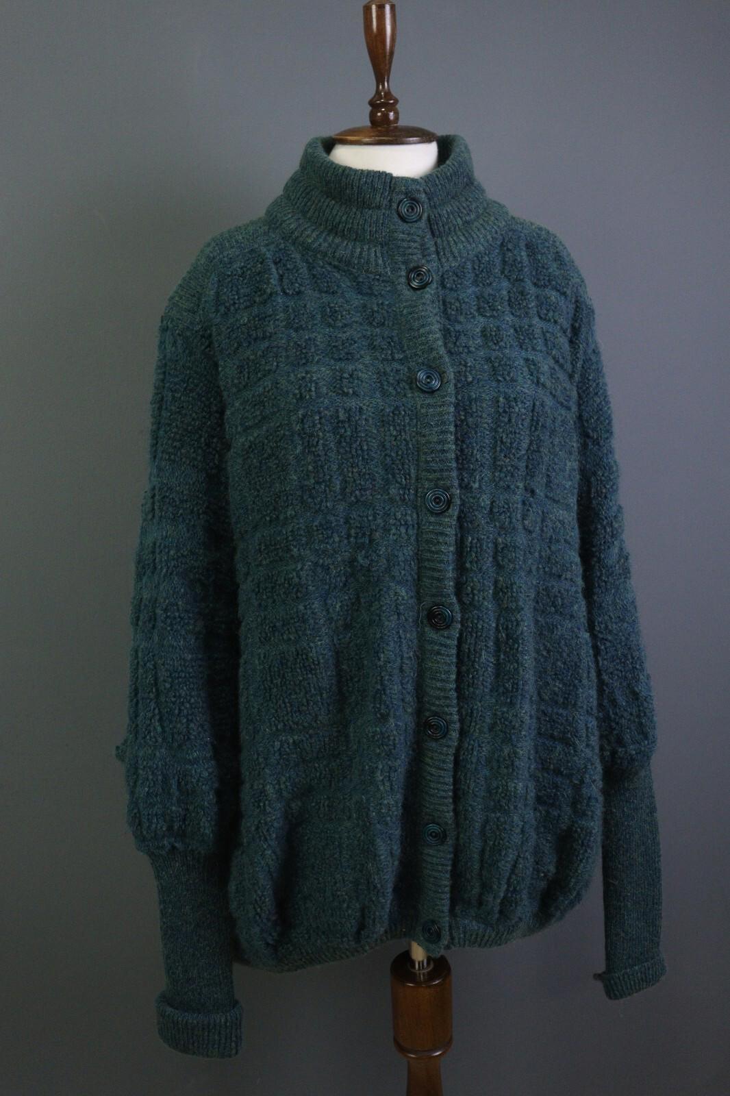 MISSONI Blue Wool Mohair Knit Long Sleeve Button Cardigan Sweater – Size L